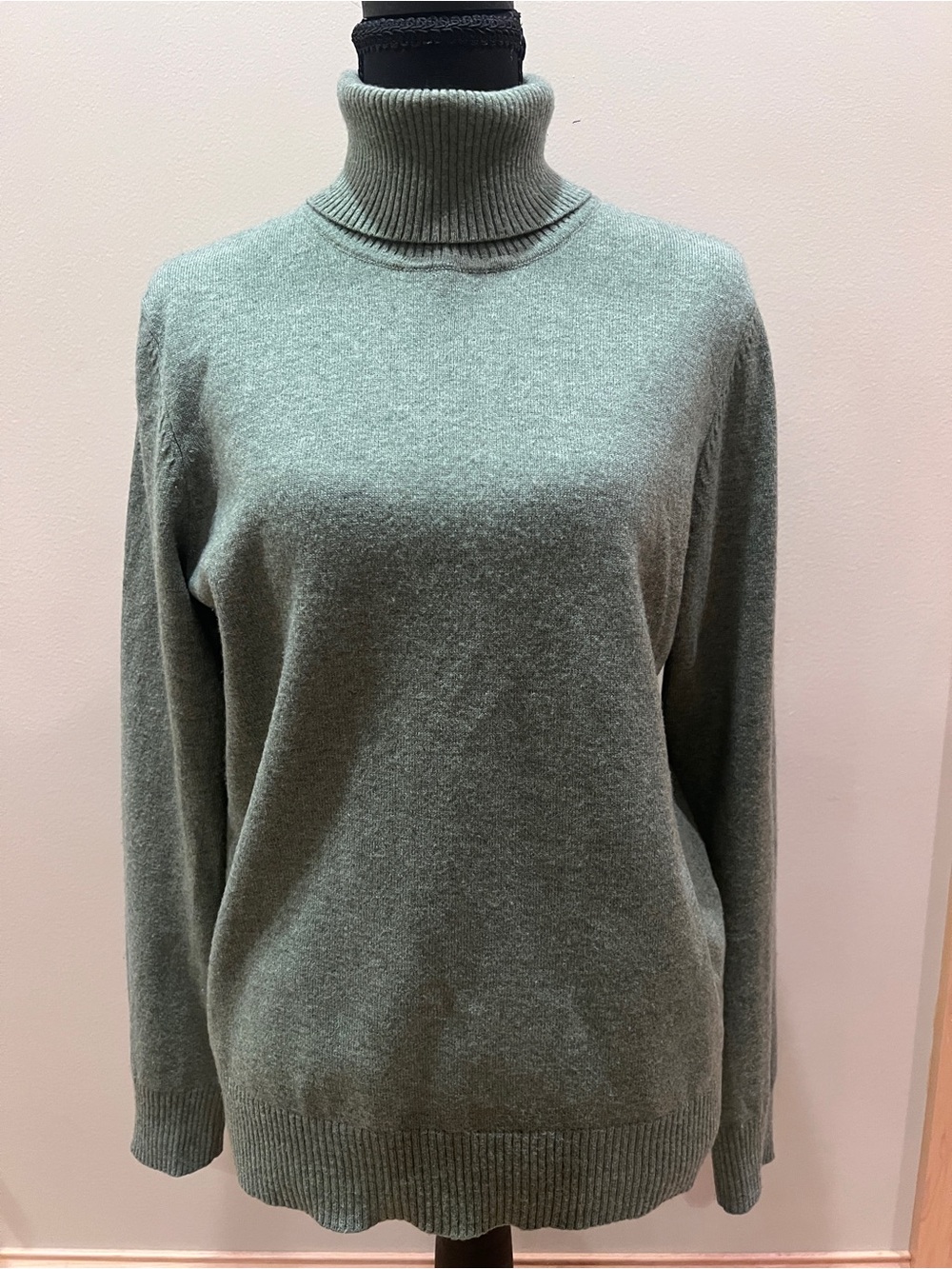 Patrick Michael Womens Sage Green 100% Cashmere Turtleneck Sweater Knit Luxury L